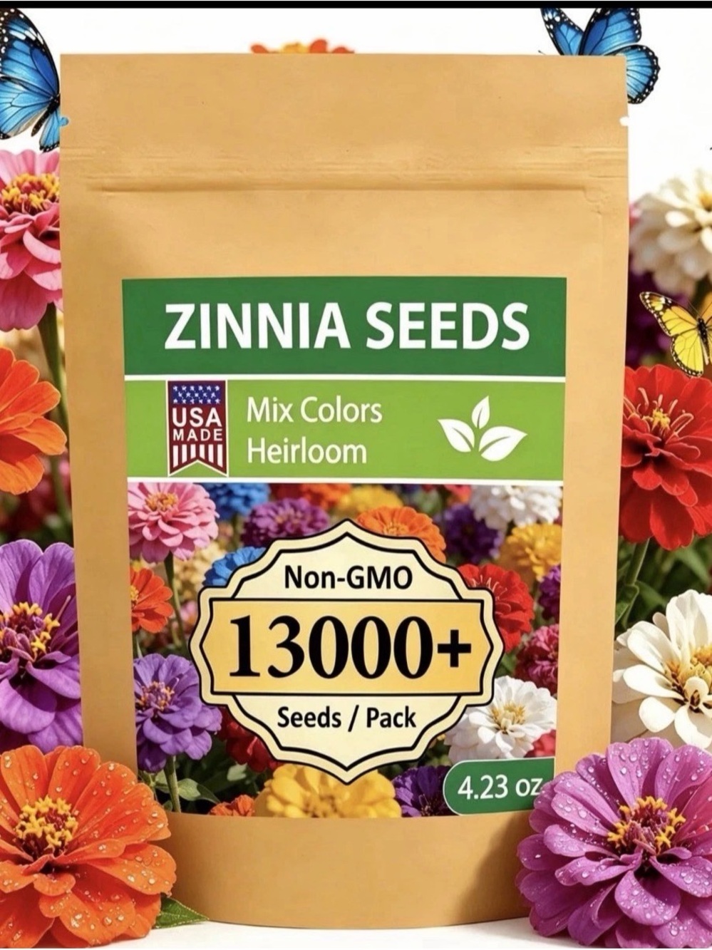Zinnia Seeds, 13000+ Bulk Pack Mixed Colors Mix